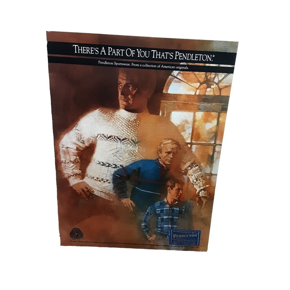 1990 Pendleton Mens Sportswear and Sweaters Original Print Ad vintage 90s